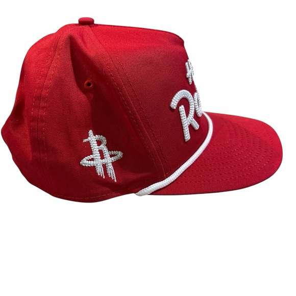 Men's Houston Rockets New Era Red Team Text Golfer Snapback Hat - Picture 4 of 5